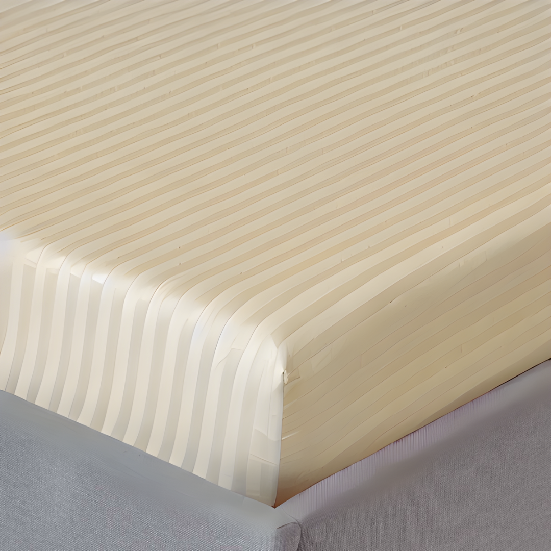 Fitted sheet set 300TC cotton satin stripe