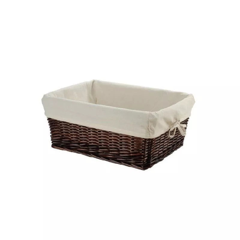 SMALL BROWN WICKER BASKET WITH LINER sinnohome