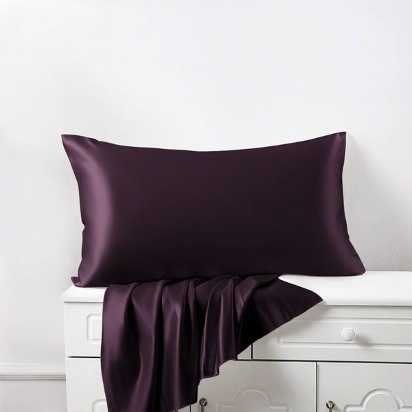 100% Pure Silk Pillowcase  2 Pieces - PURPLE - Zippered