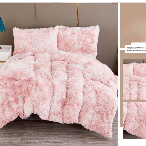 3 pcs Luxe Faux Fur Reversible Comforter Set