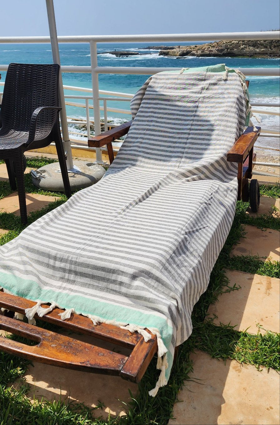 Peshtemel Beach towel backside towel fabric STRIPE GREEN