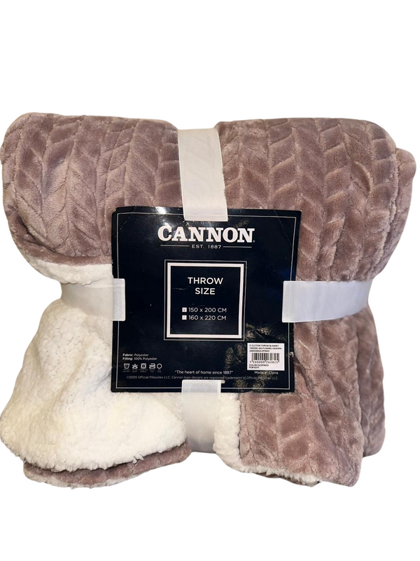 Cannon knitted blanket with sherpa back Bois de Rose