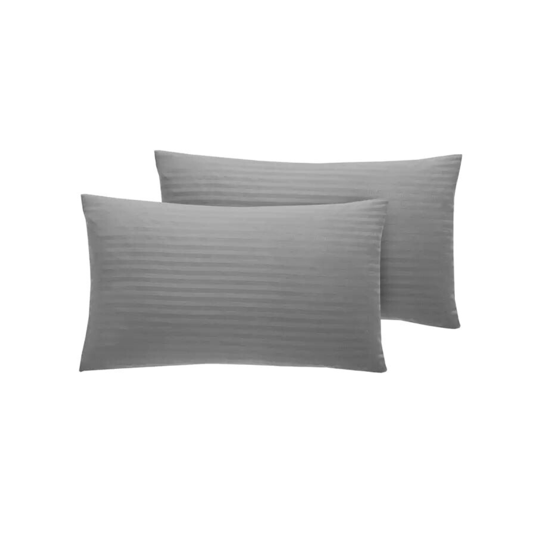 pair of 300TC cotton satin stripe pillowcases