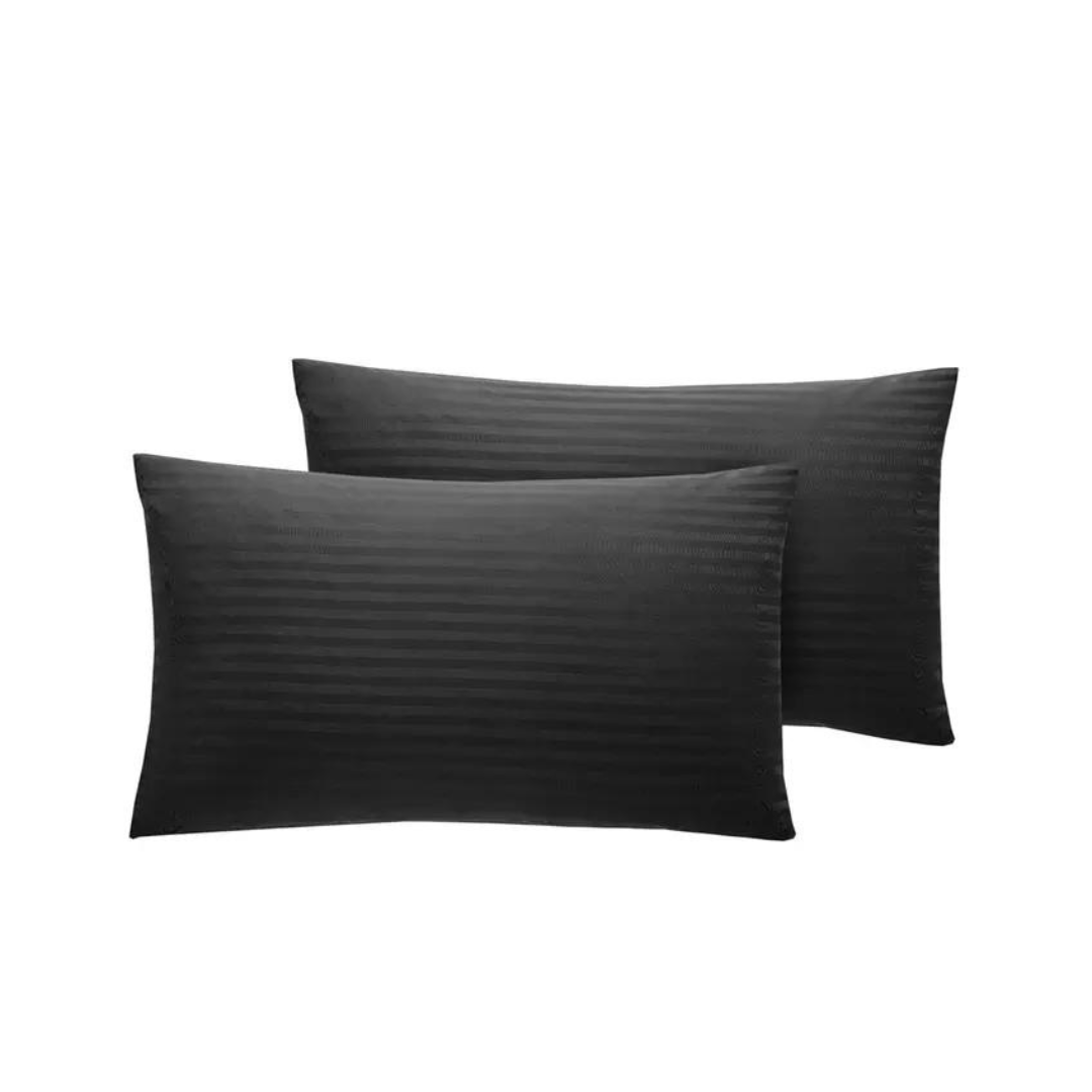 pair of 300TC cotton satin stripe pillowcases