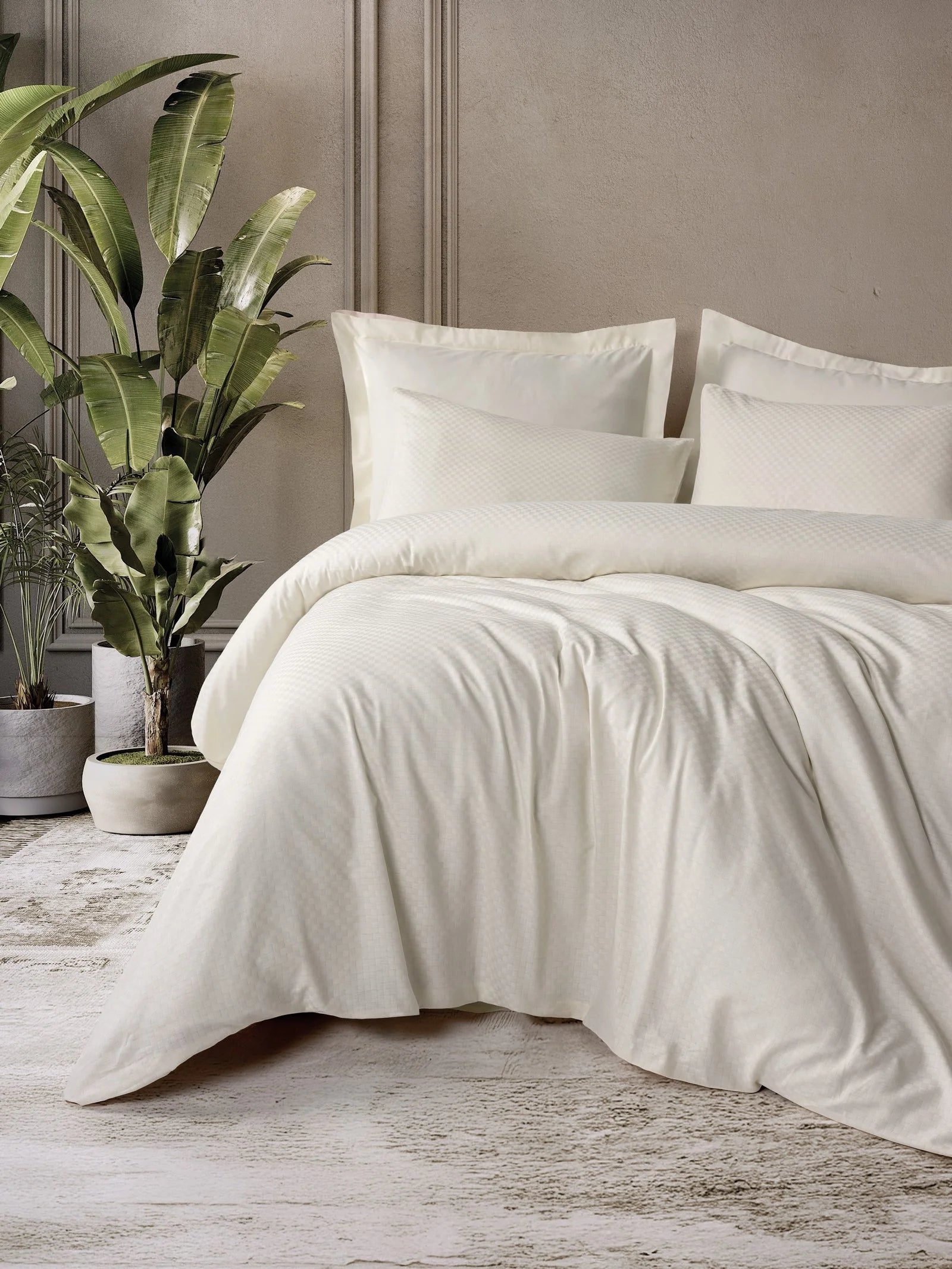 double size Duvet Cover Set PLAIN creme