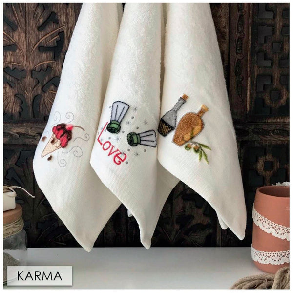 3 pcs Embroidered Bamboo Kitchen Hand Towel