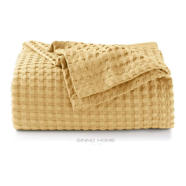 waffle Summer blanket | queen Mustard
