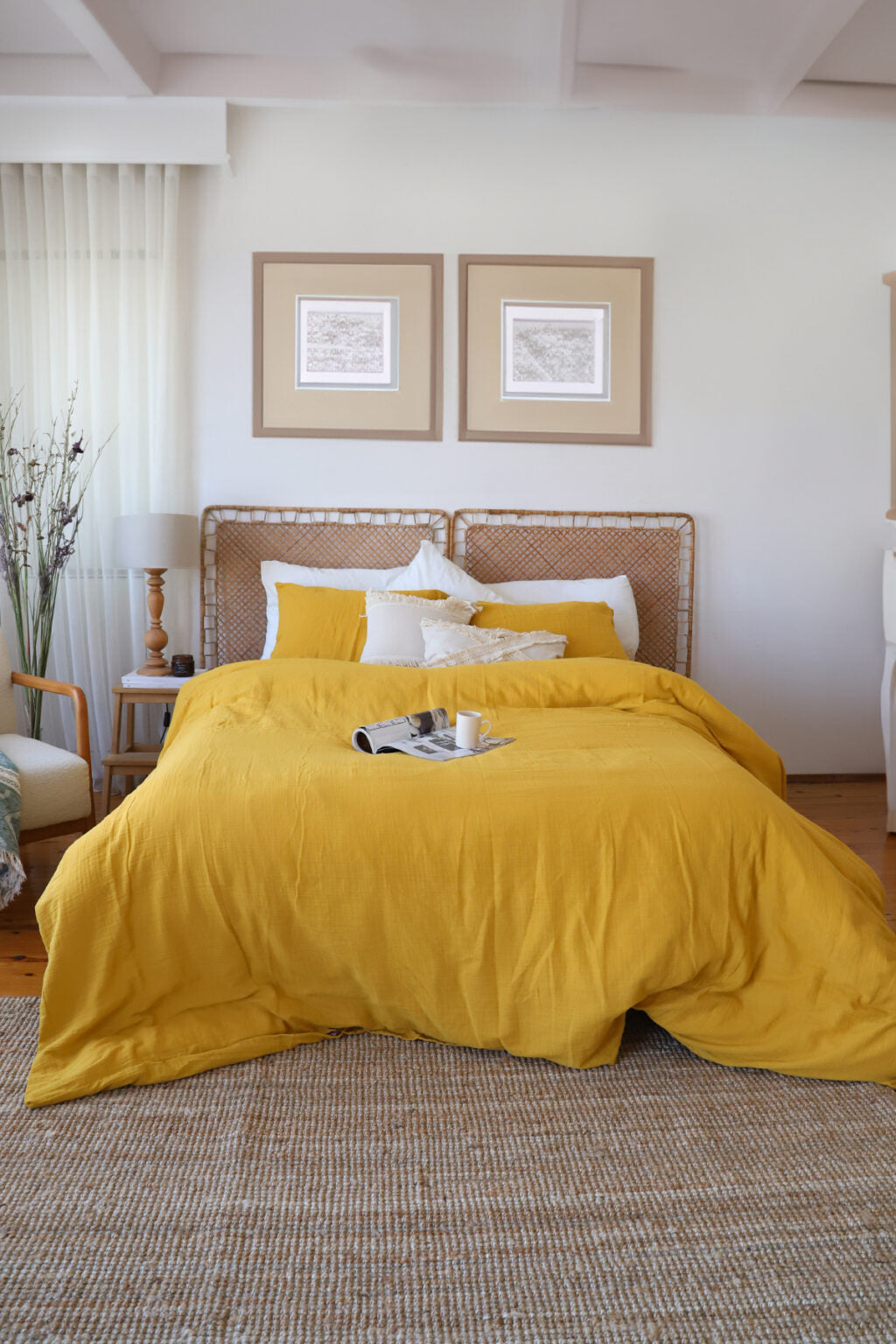 Muslin KING Duvet Cover Set mustard