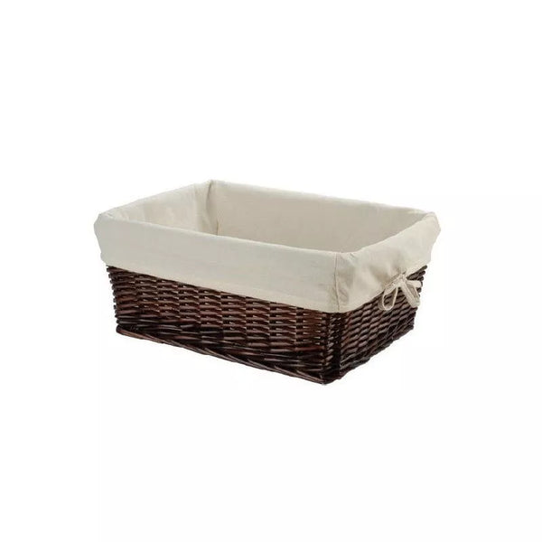 SMALL BROWN WICKER BASKET WITH LINER