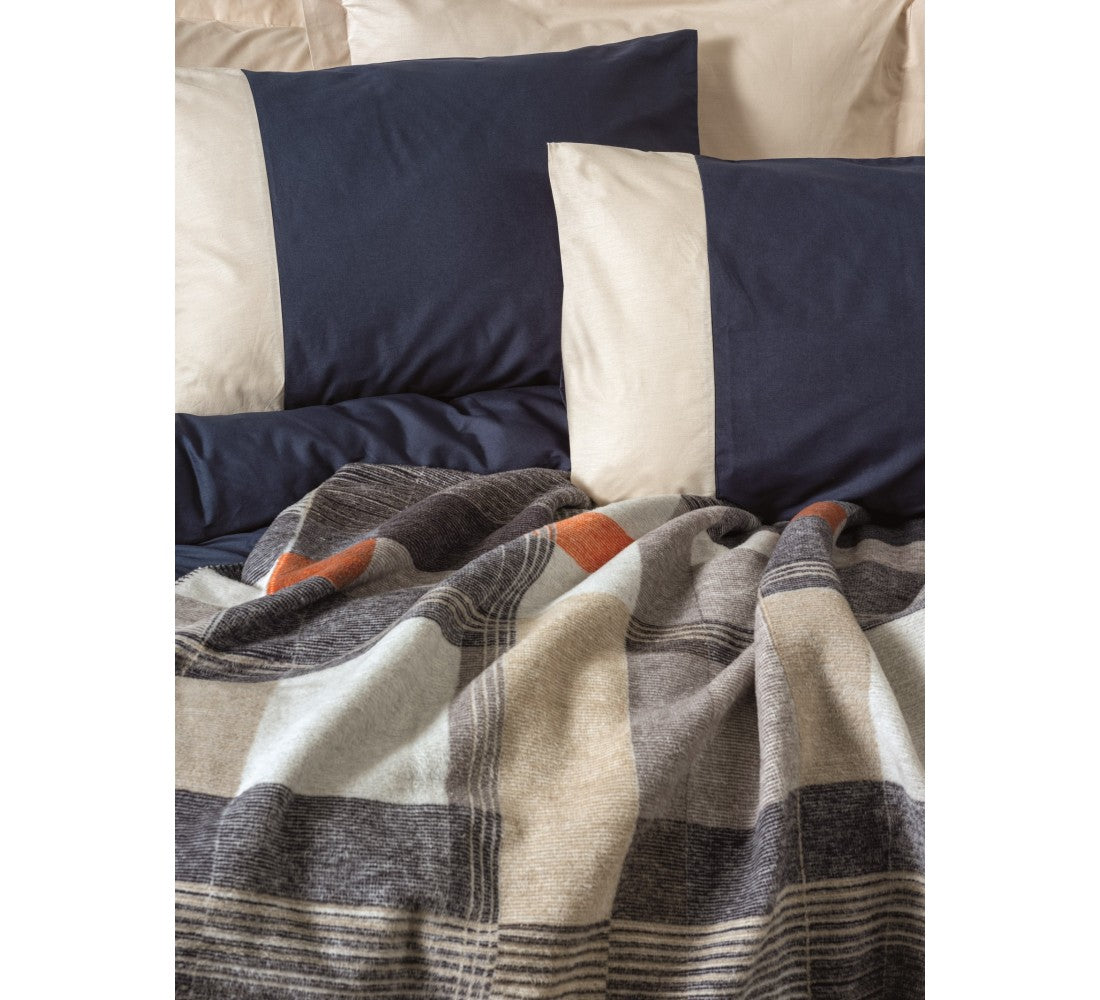 Double size Cotton Blanket with Duvet Cover Set Navy
