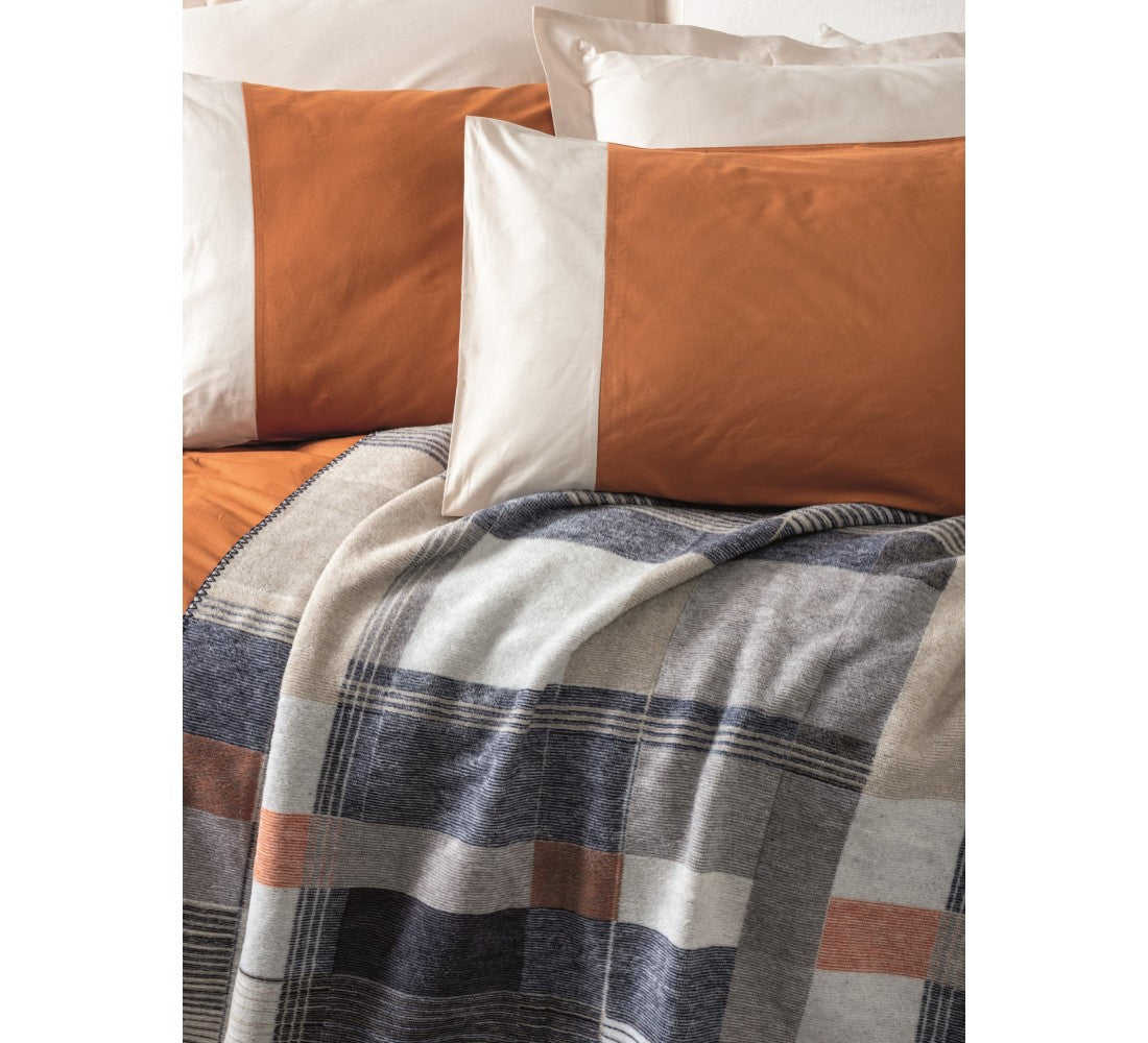 Double size Cotton Blanket with Duvet Cover Set Cinnamon
