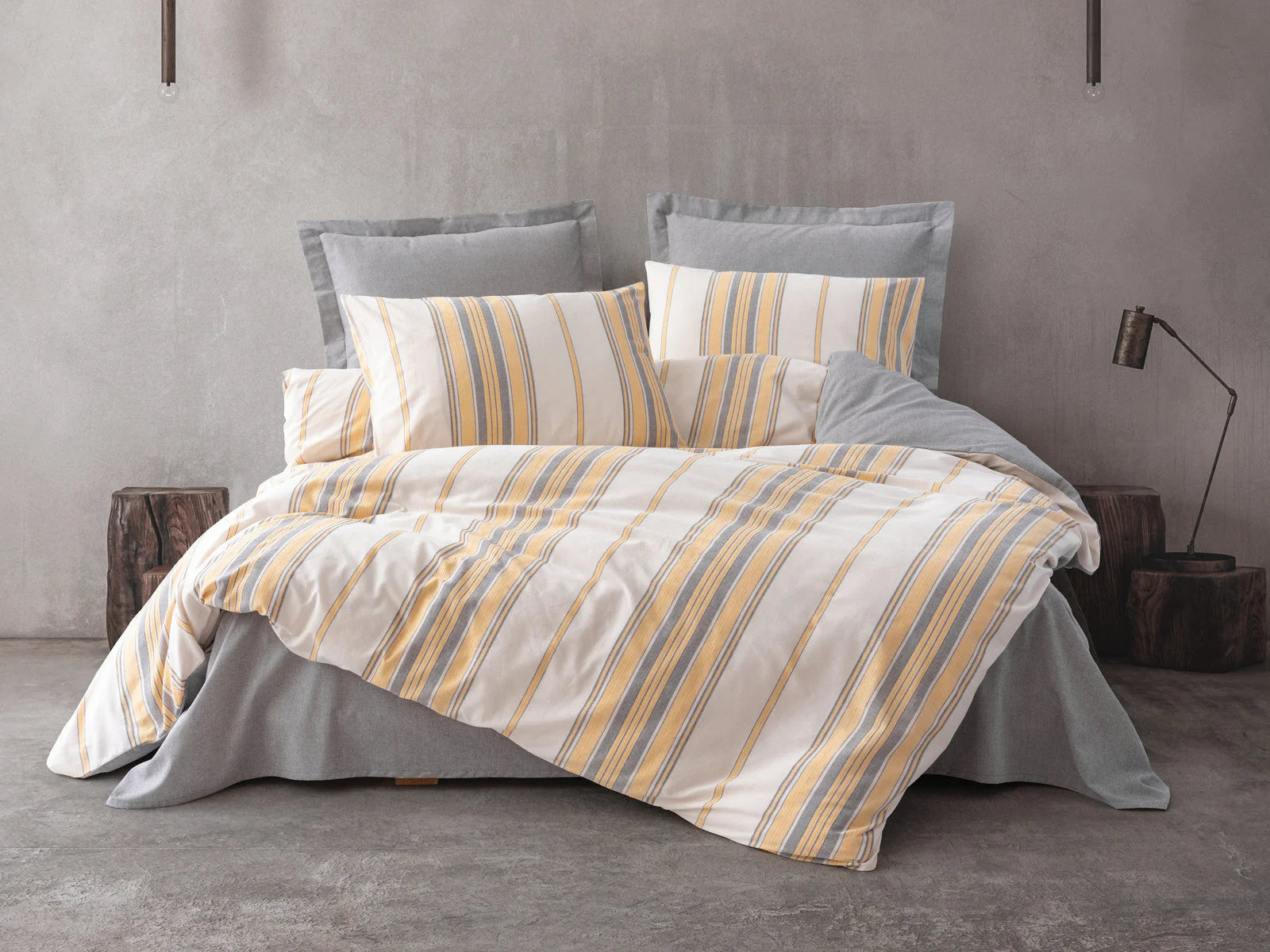 Natureforce Yarn Dyed Double Duvet Cover Set Tribus Yellow