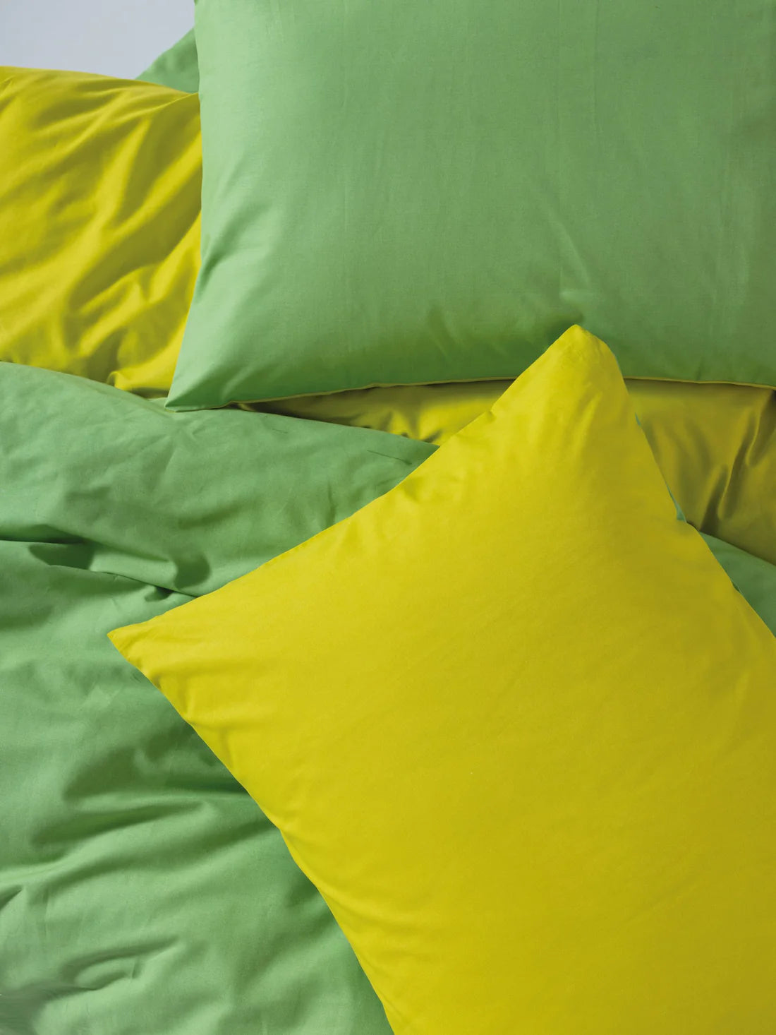 Popping Colors Double Fitted Sheet Duvet Cover Set reversable Yellow-Green