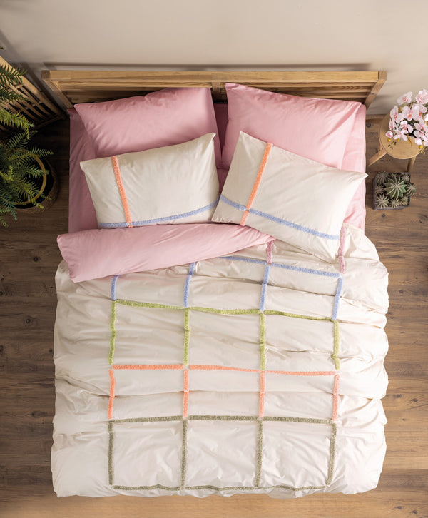 Embroidered  Double Duvet Cover Set Insula Powder