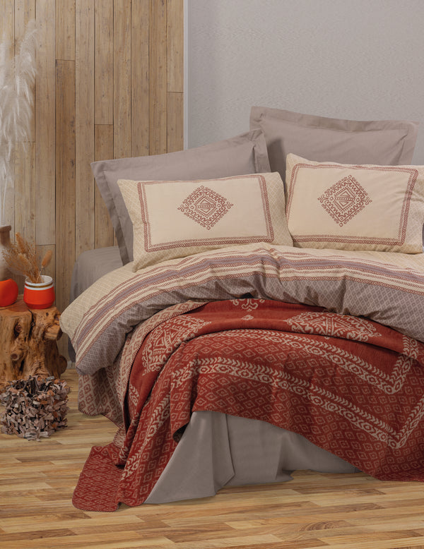 Double size Double Face Winter Blanket Full  Set Hardy  Brown