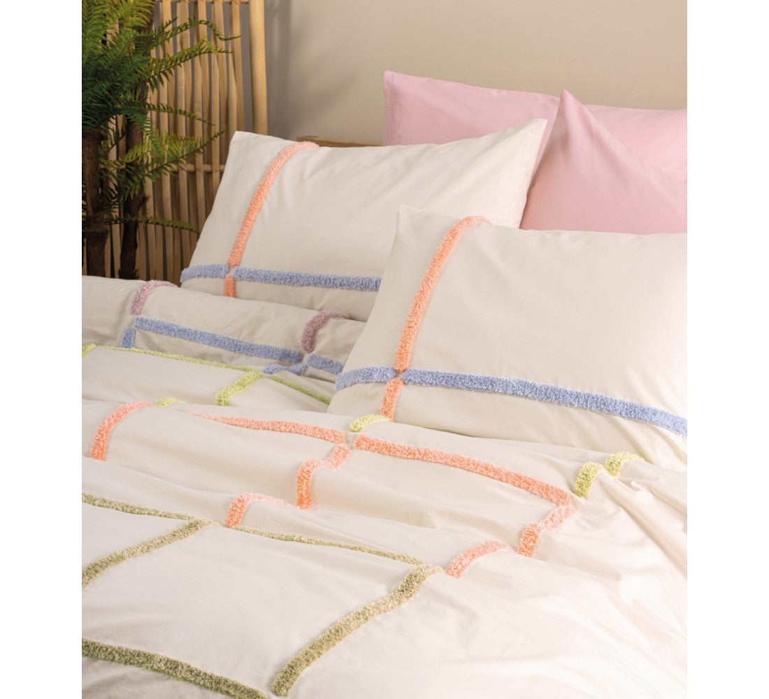 Embroidered  Double Duvet Cover Set Insula Powder