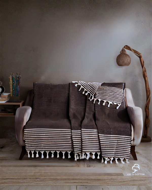 Sofa Bed Cover Special Non-Slip Design Multi-Purpose Cover striped brown