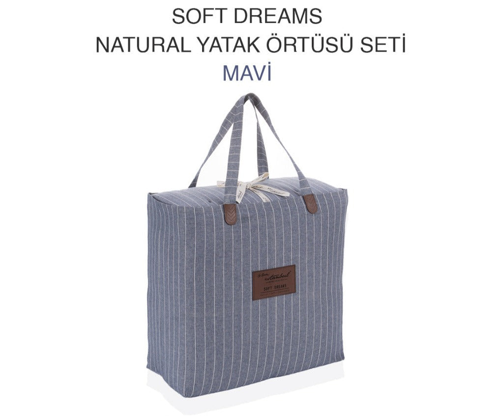 Soft Dreams Single Natural Bedspread Set indigo
