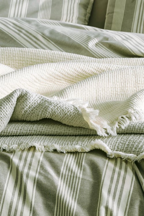 Wendy Double Duvet Cover Natural Bedspread Set - Khaki