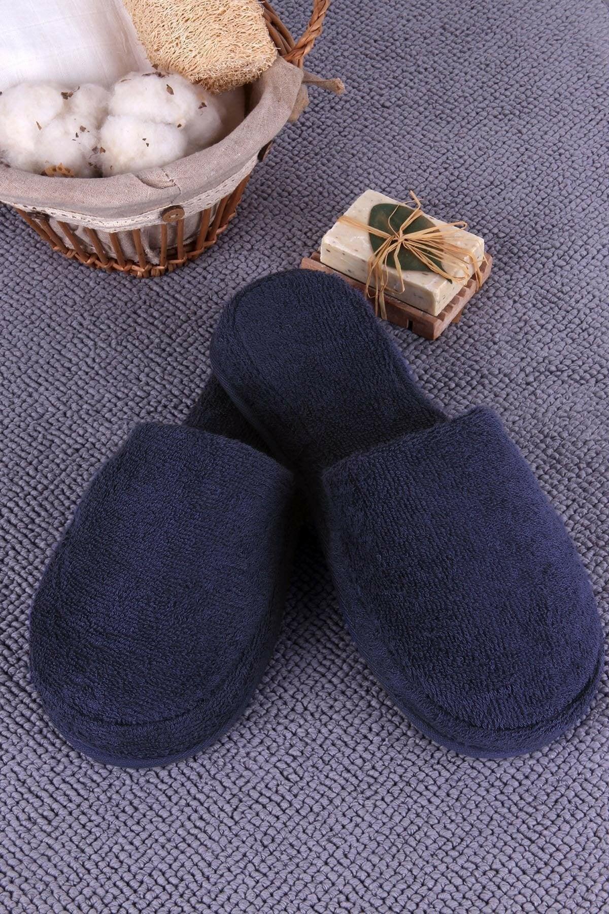Fluffy  Bamboo Cotton  Slippers Navy - sinnohome 