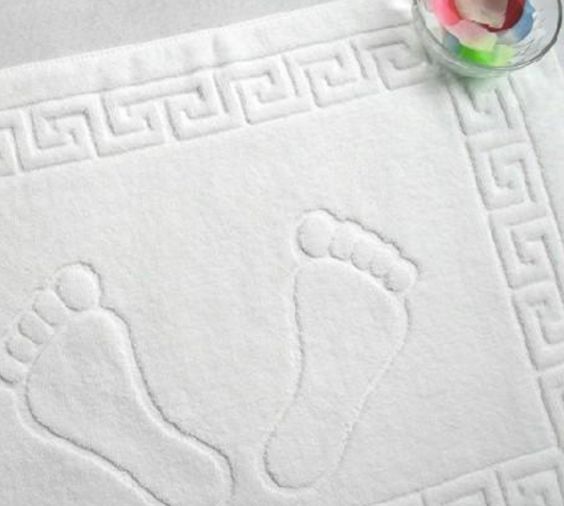 White Footprint Bath Mat Towel