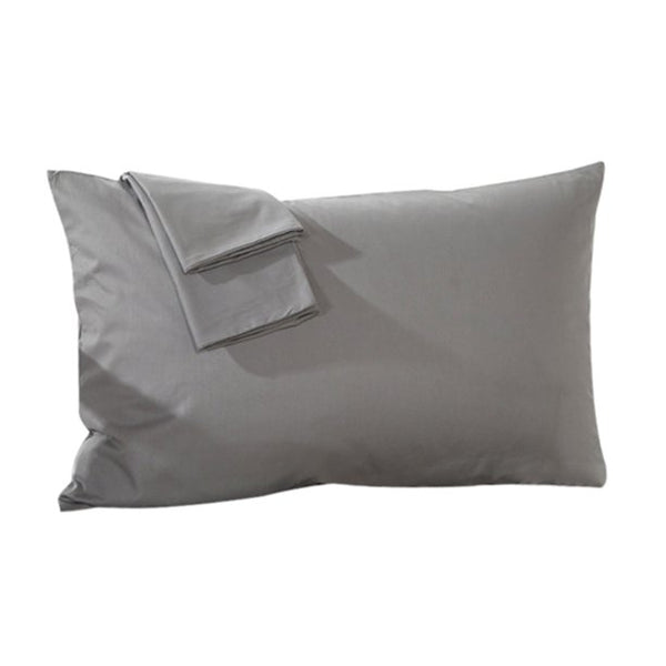 100% Double Brushed Cotton Flannel Pillowcase, Standard Set of 2, Gray