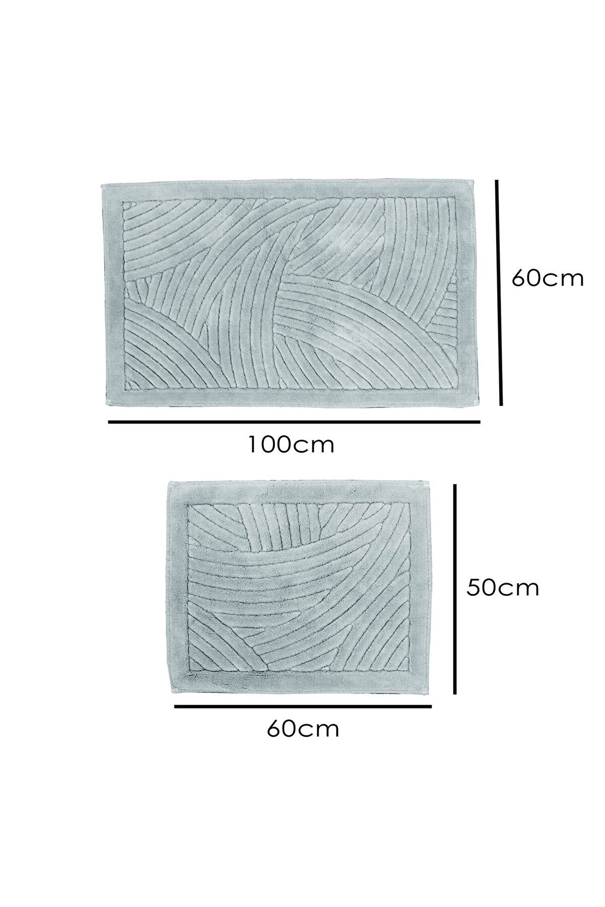 Geometric Pattern Set of 2 Bath Mat Set 100% Natural Cotton