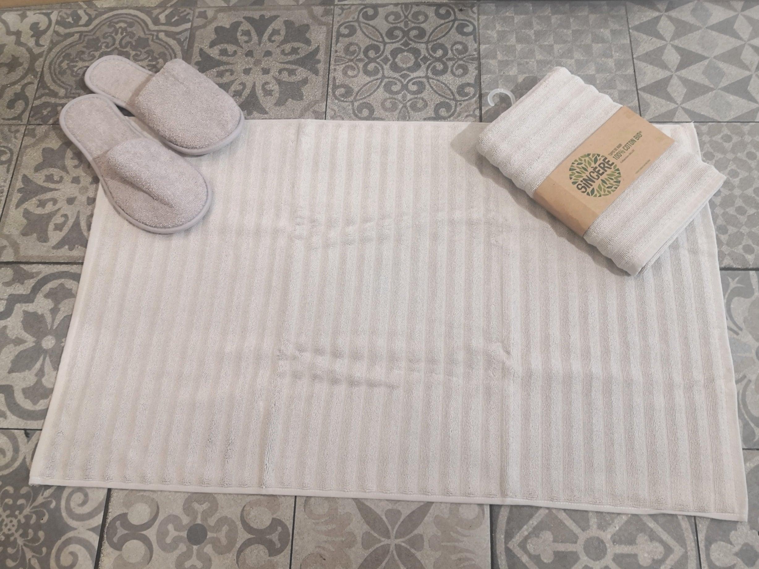 Grey 100% Cotton 45x65 Jacquard Foot Towel & Mat - sinnohome 