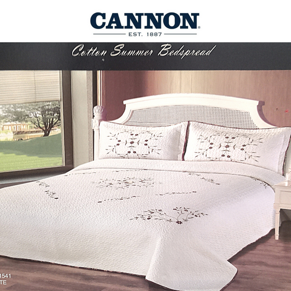 Cannon single embroidered cotton bedspread