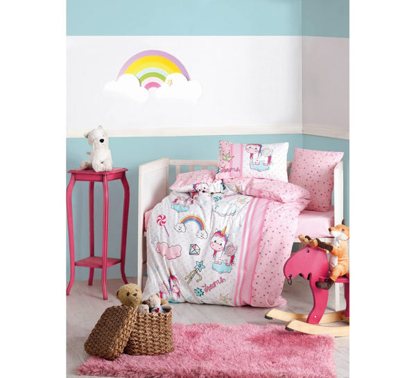Unicorn Pink Baby Duvet Cover Set