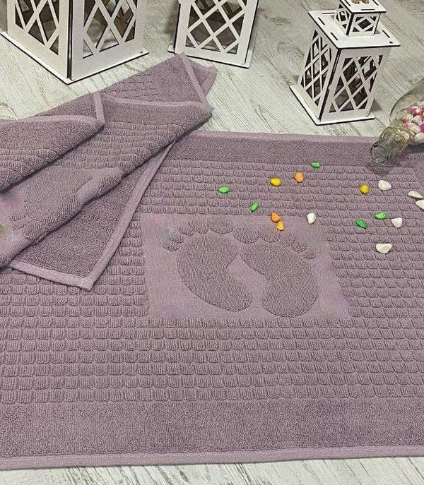 2 PIECES Footprint Bath Mat Towel PURPLE - sinnohome 
