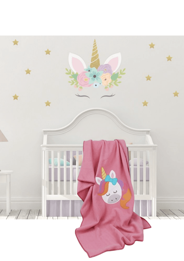 Unicorn Embroidered Wellsoft Baby Blanket - sinnohome 