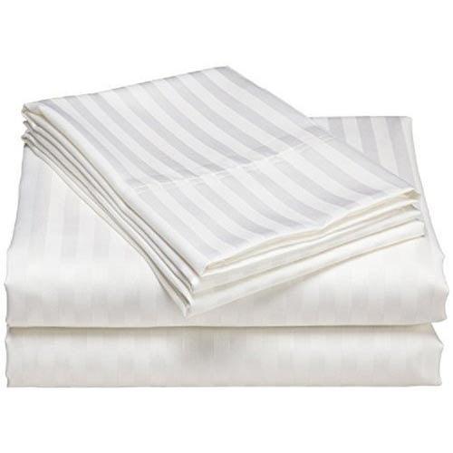 Creme Color fitted sheet set 220 Thread Rich Luxury Estate Woven Stripe 3 Piece - sinnohome 
