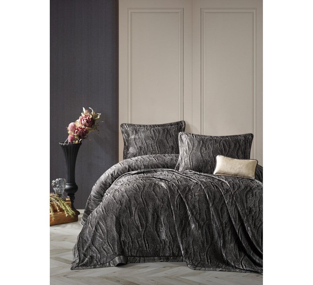 4 pcs Smart Double Bed Cover Carita Grey - sinnohome 