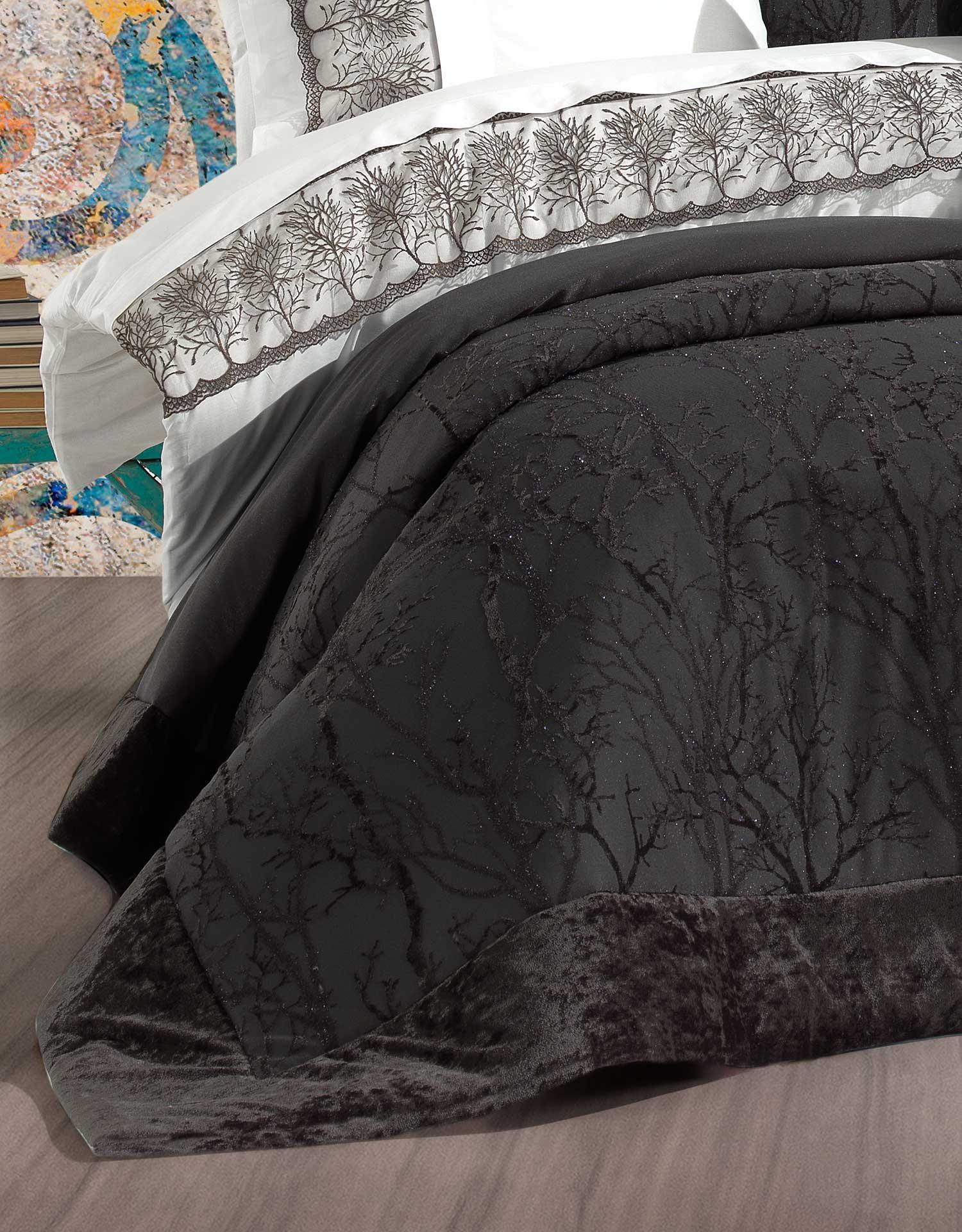 (10 PIECES) BED COVER MIRACLE VELVET ANTHRACITE - sinnohome 